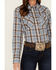 Image #3 - Wrangler Women's Plaid Print Long Sleeve Pearl Snap Western Shirt, Blue, hi-res