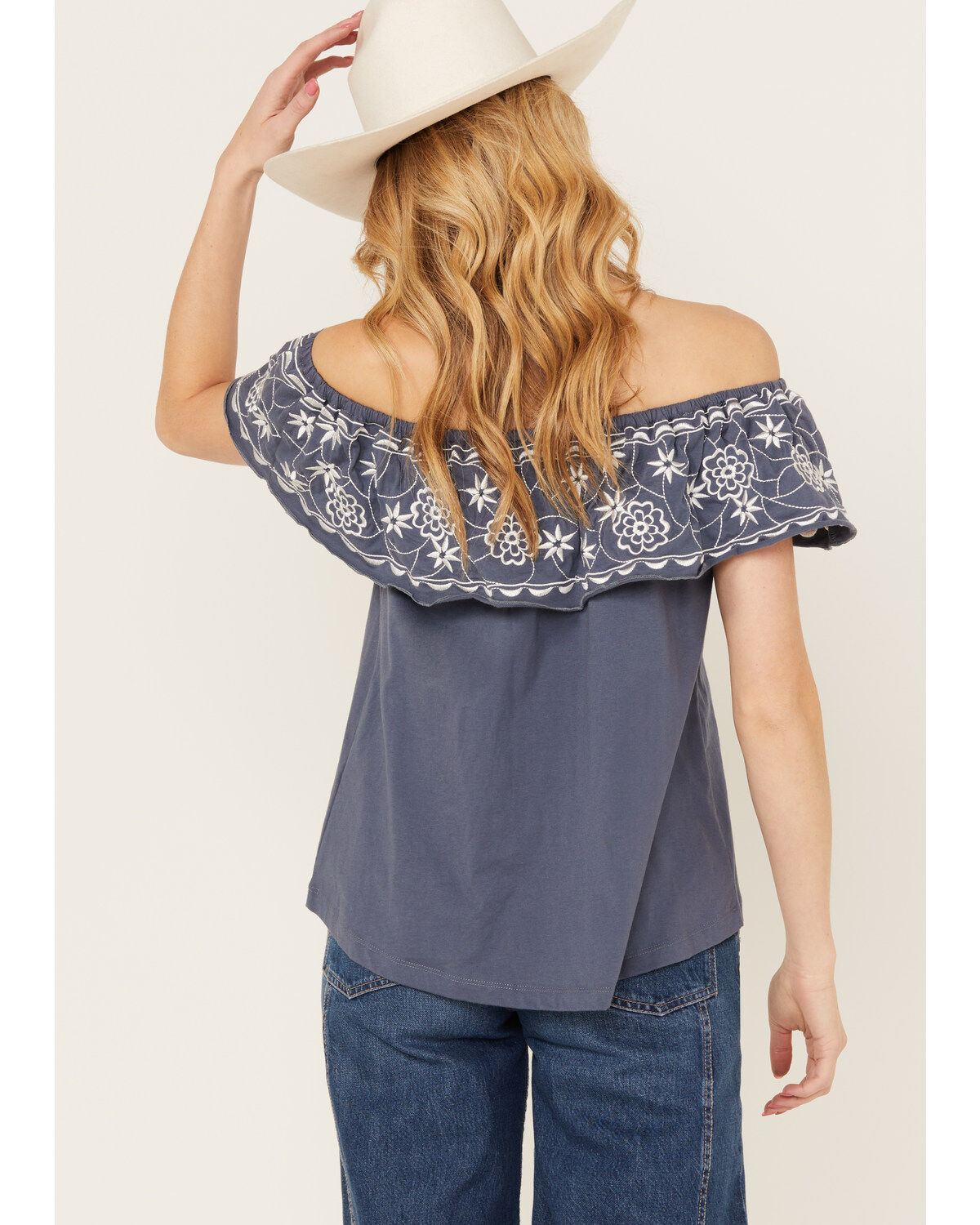 Image #4 - Panhandle Women's Off The Shoulder Floral Embroidered Top, , hi-res
