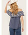 Panhandle Women's Off The Shoulder Floral Embroidered Top, Navy, hi-res