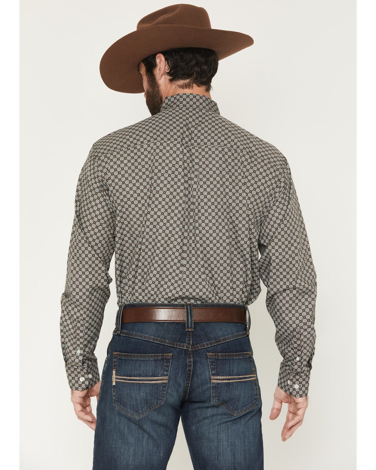 Image #4 - Cinch Men's Geo Print Long Sleeve Button-Down Western Shirt, Brown, hi-res