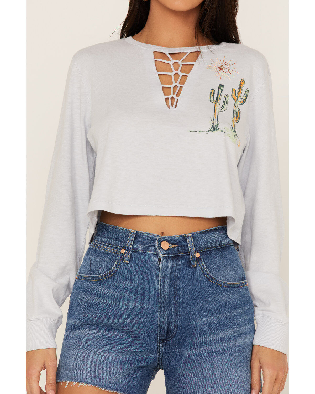 Shyanne Women's Keyhole Desert Graphic Long Sleeve Shirt