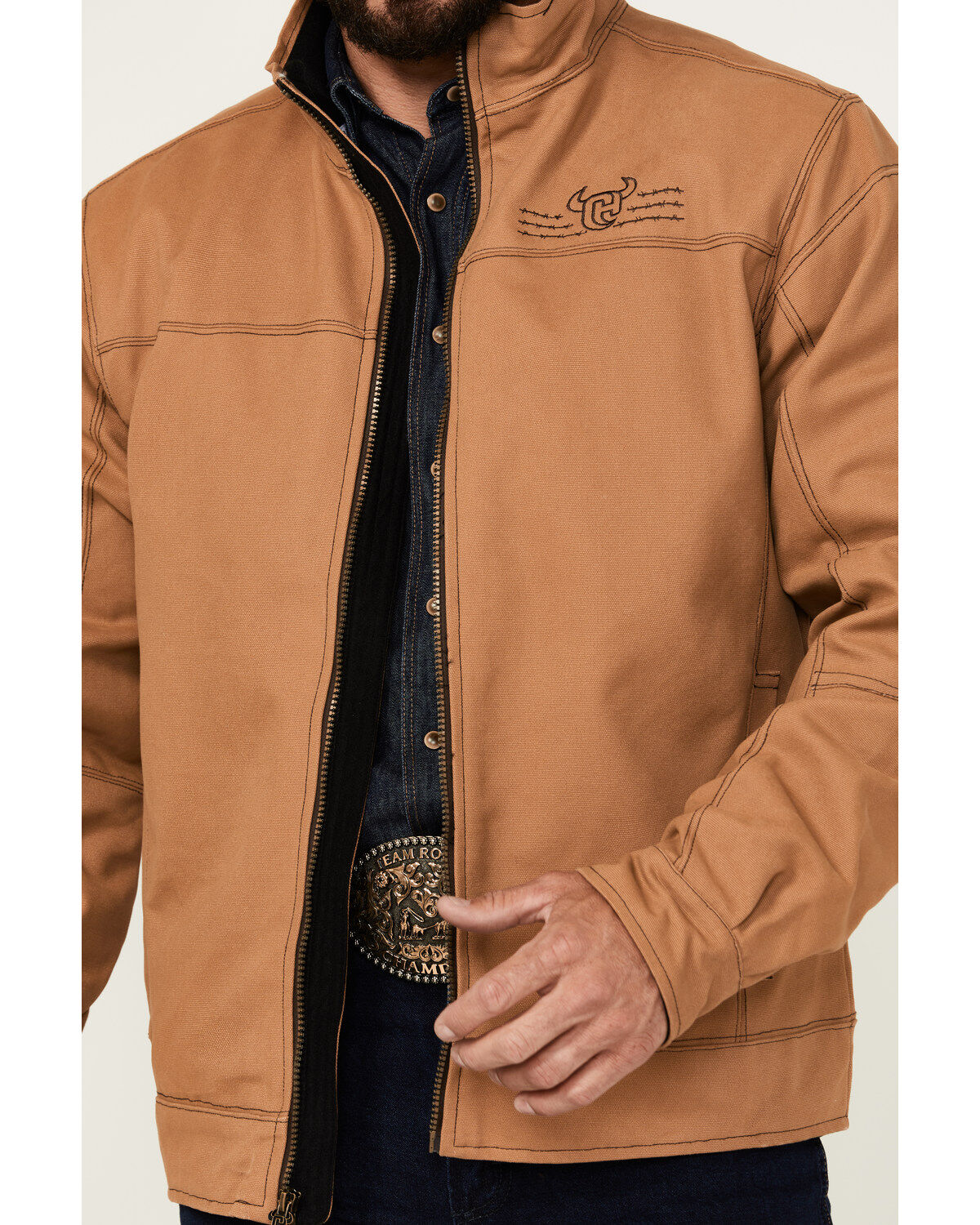 Image #3 - Cowboy Hardware Men's Woodsman Logo Softshell Jacket, Camel, hi-res