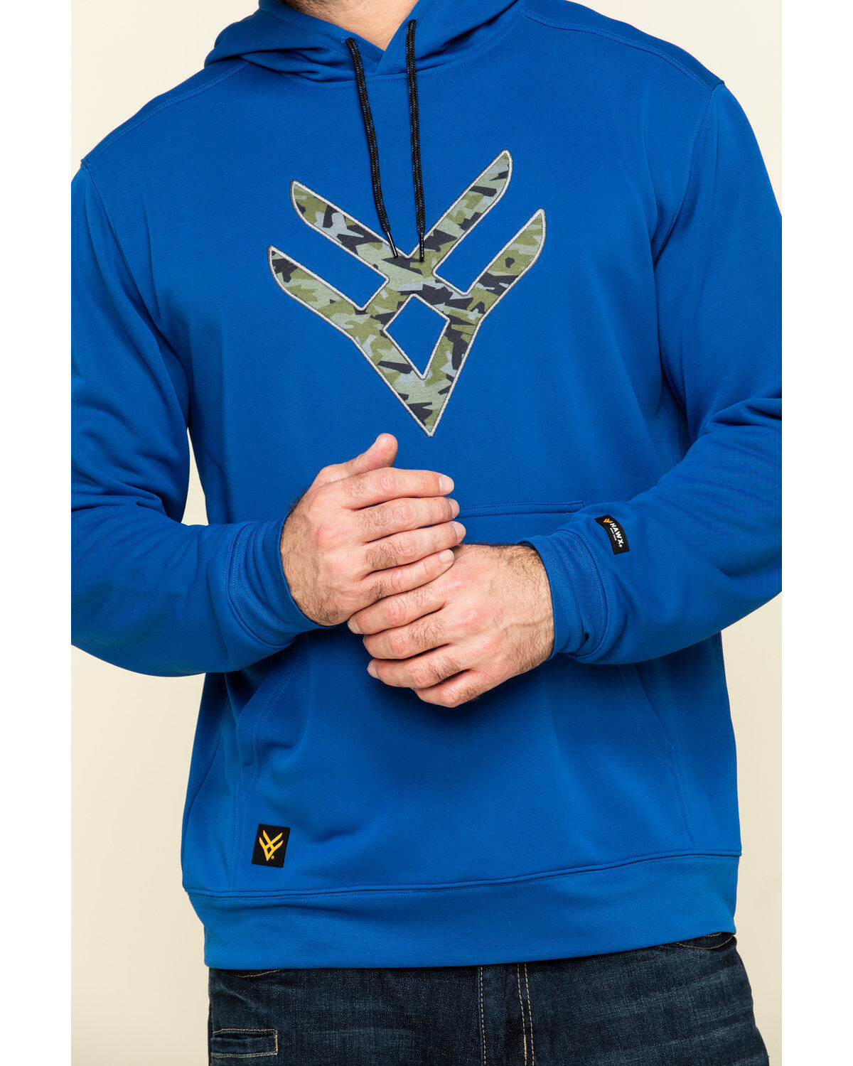 Image #4 - Hawx Men's Tech Logo Hooded Work Sweatshirt, Blue, hi-res