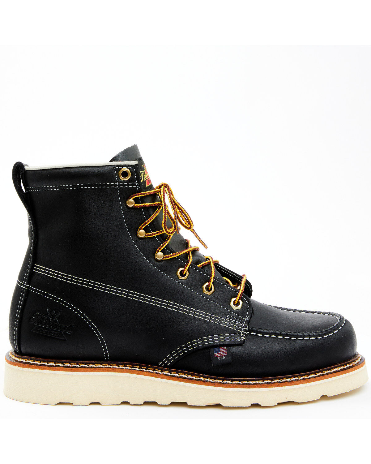 Image #3 - Thorogood Men's American Heritage 6" USA Wedge Work Boots - Steel Toe, Black, hi-res