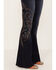 Image #2 - Shyanne Women's Dark Wash Mid Rise Embroidered Flare Jeans, Dark Medium Wash, hi-res