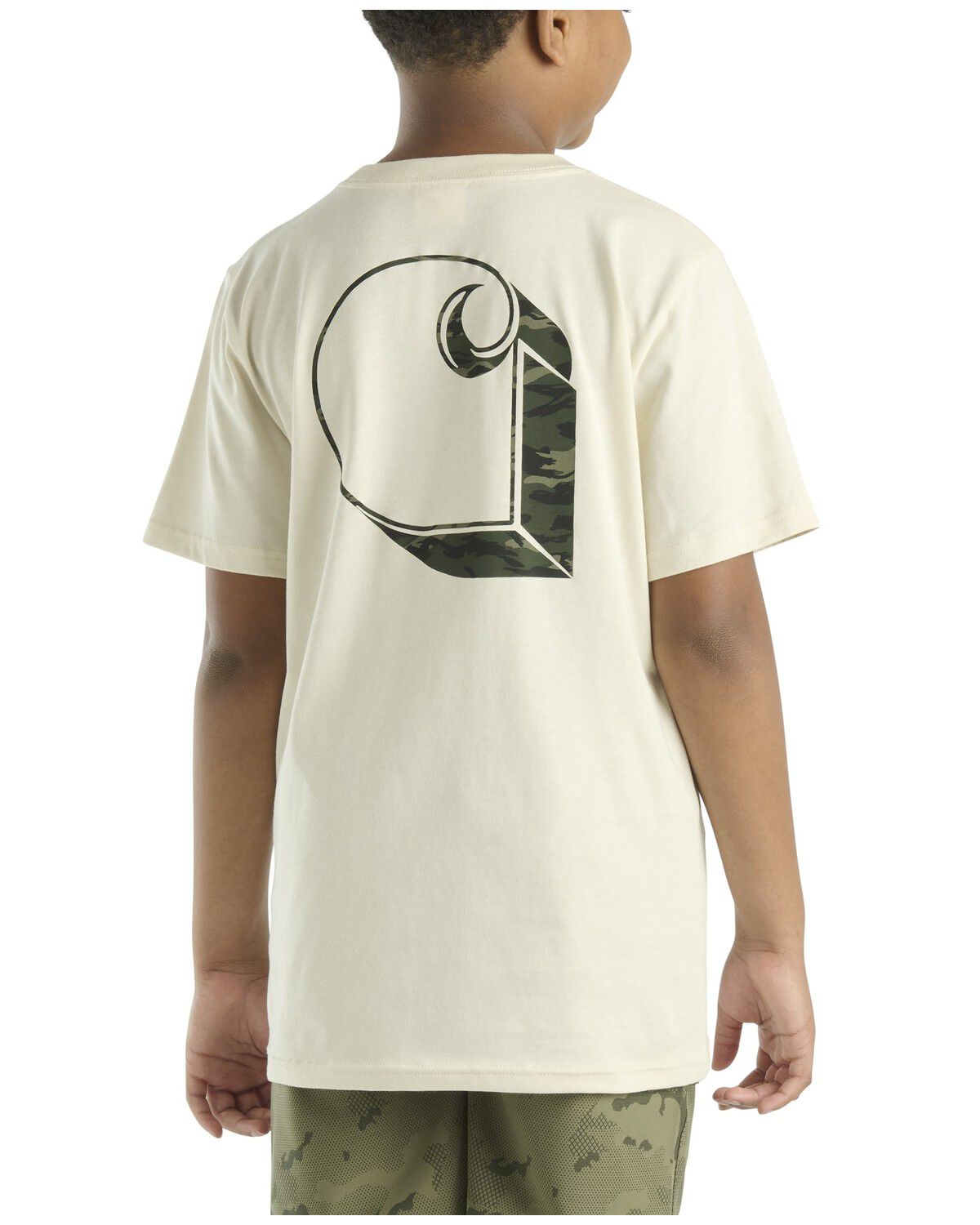 Image #1 - Carhartt Boys' Camo Logo Short Sleeve Pocket T-Shirt, Cream, hi-res