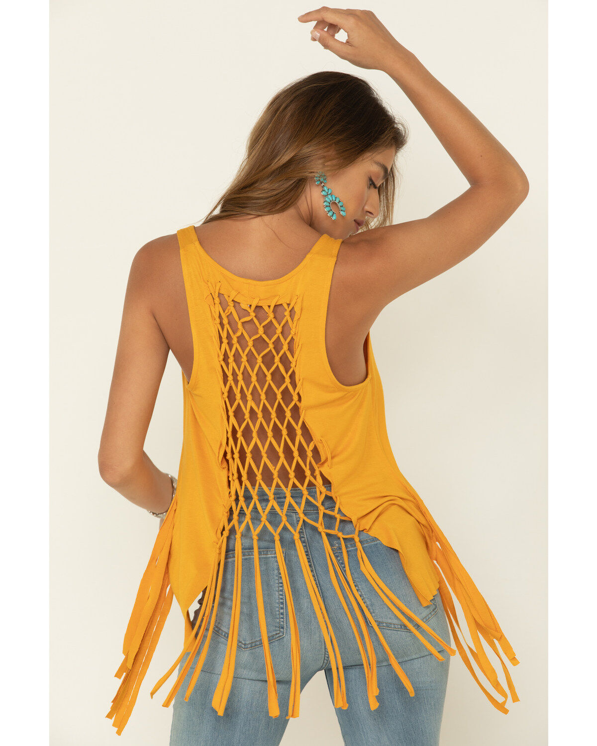 Image #5 - Shyanne Women's Netted Back Fringe Sleeveless Tank, , hi-res