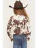 Image #4 - Shyanne Girls' Naomi Cow Print Long Sleeve Tie Western Shirt, Brown, hi-res