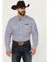 Image #1 - Wrangler Men's Logo Geo Print Long Sleeve Button-Down Western Shirt - Tall, Blue, hi-res
