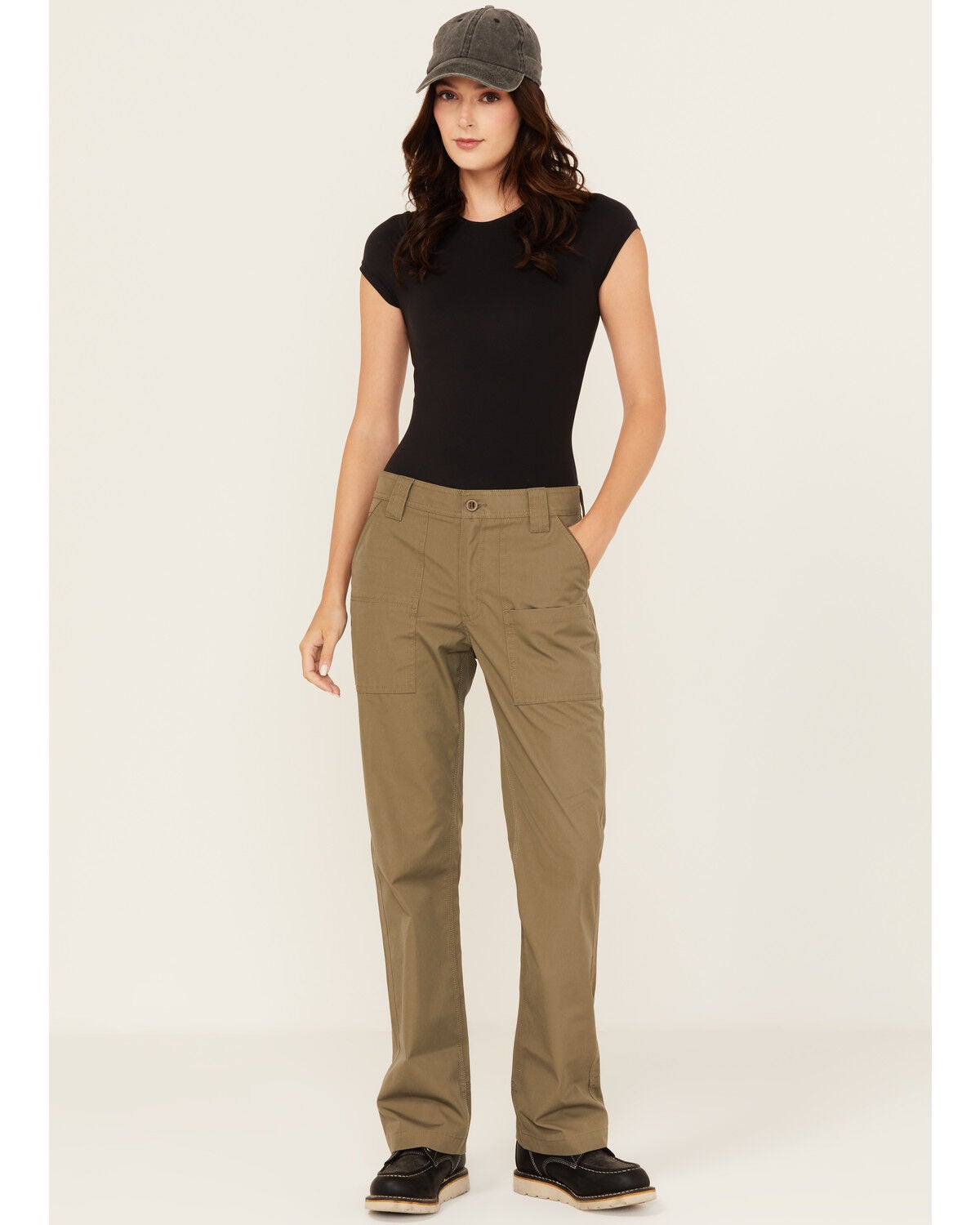 Lucky Brand Workwear Women's Canvas Fatigue Work Pants, Olive, hi-res