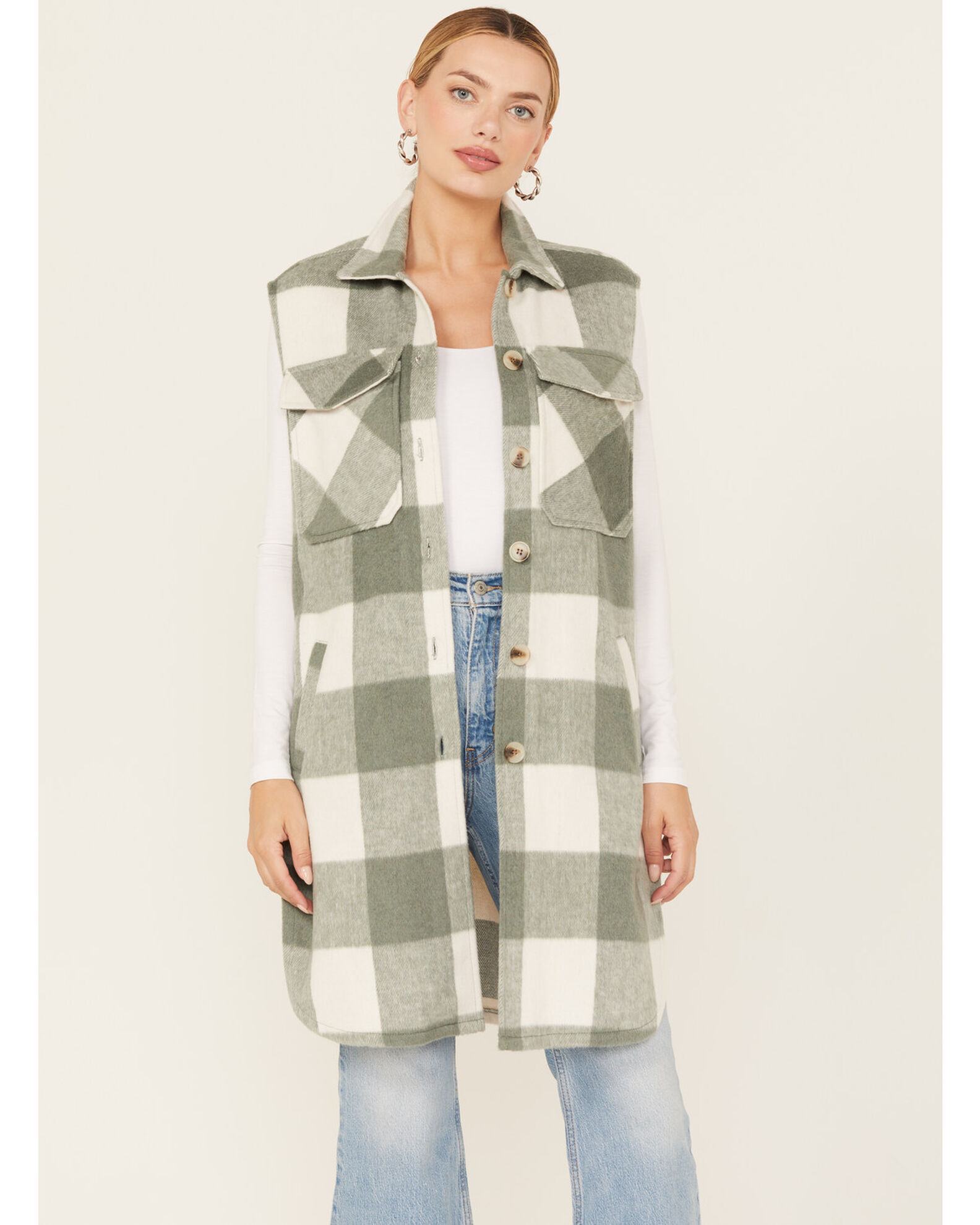 Womens plaid vest sales cardigan