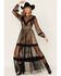 Wonderwest Women's Sheer Lace Long Sleeve Dress, Black, hi-res