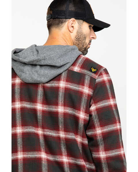 Image #5 - Hawx Men's Red Plaid Hooded Flannel Shirt Work Jacket - Tall , , hi-res