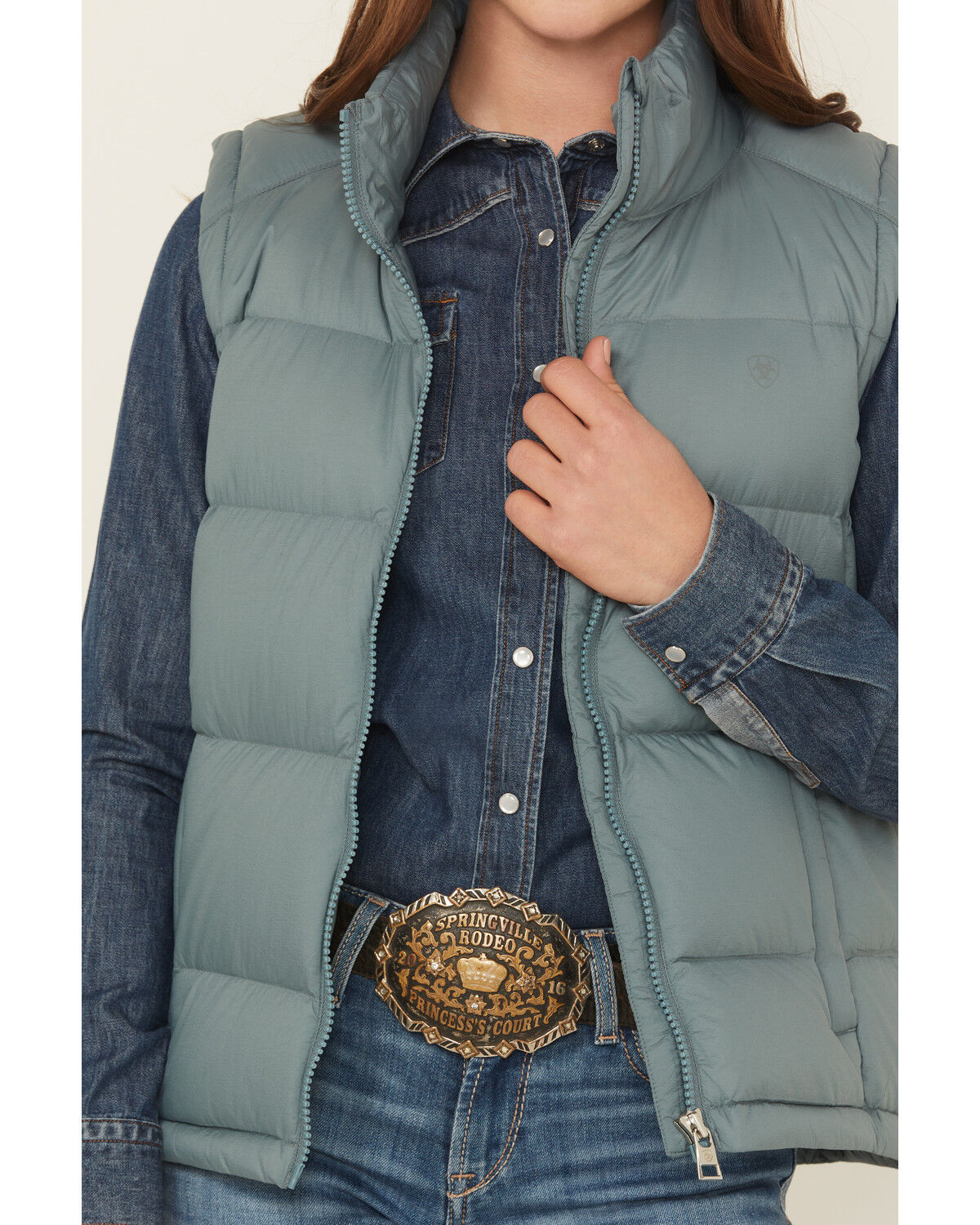 Image #3 - Ariat Women's Ultradown Puff Vest, Green, hi-res