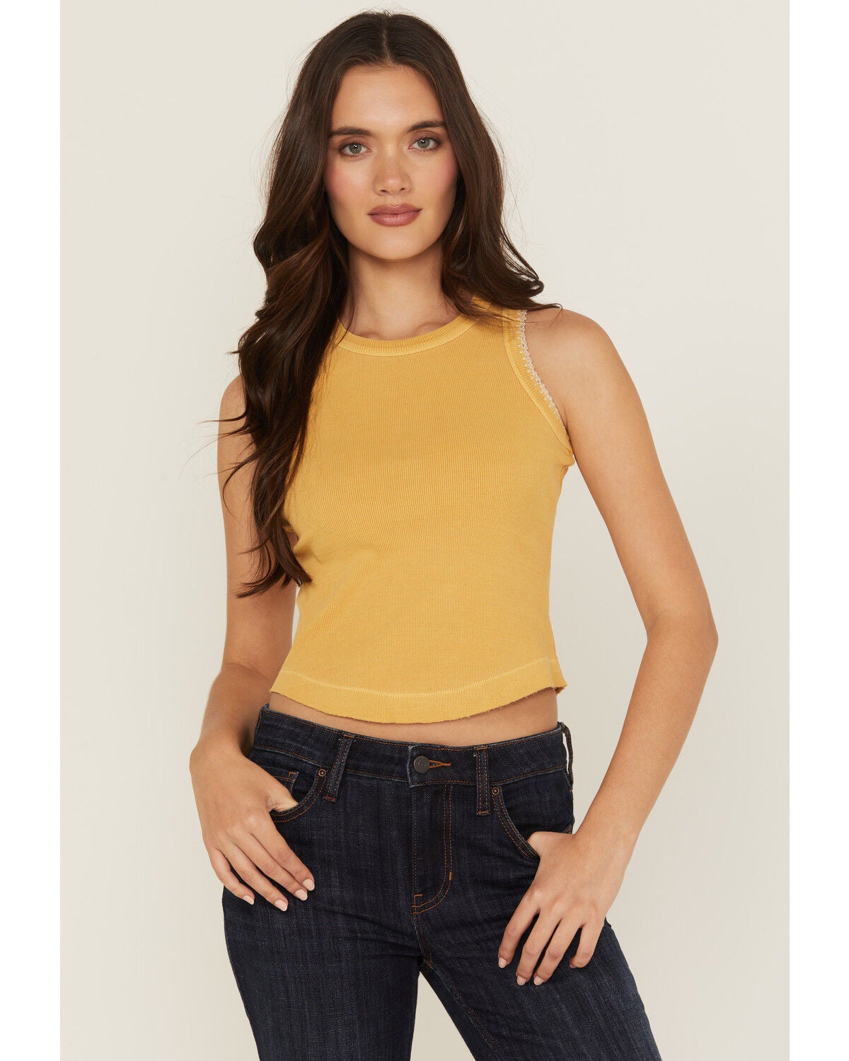 Cleo + Wolf Women's Solid Tank Top, Yellow, hi-res