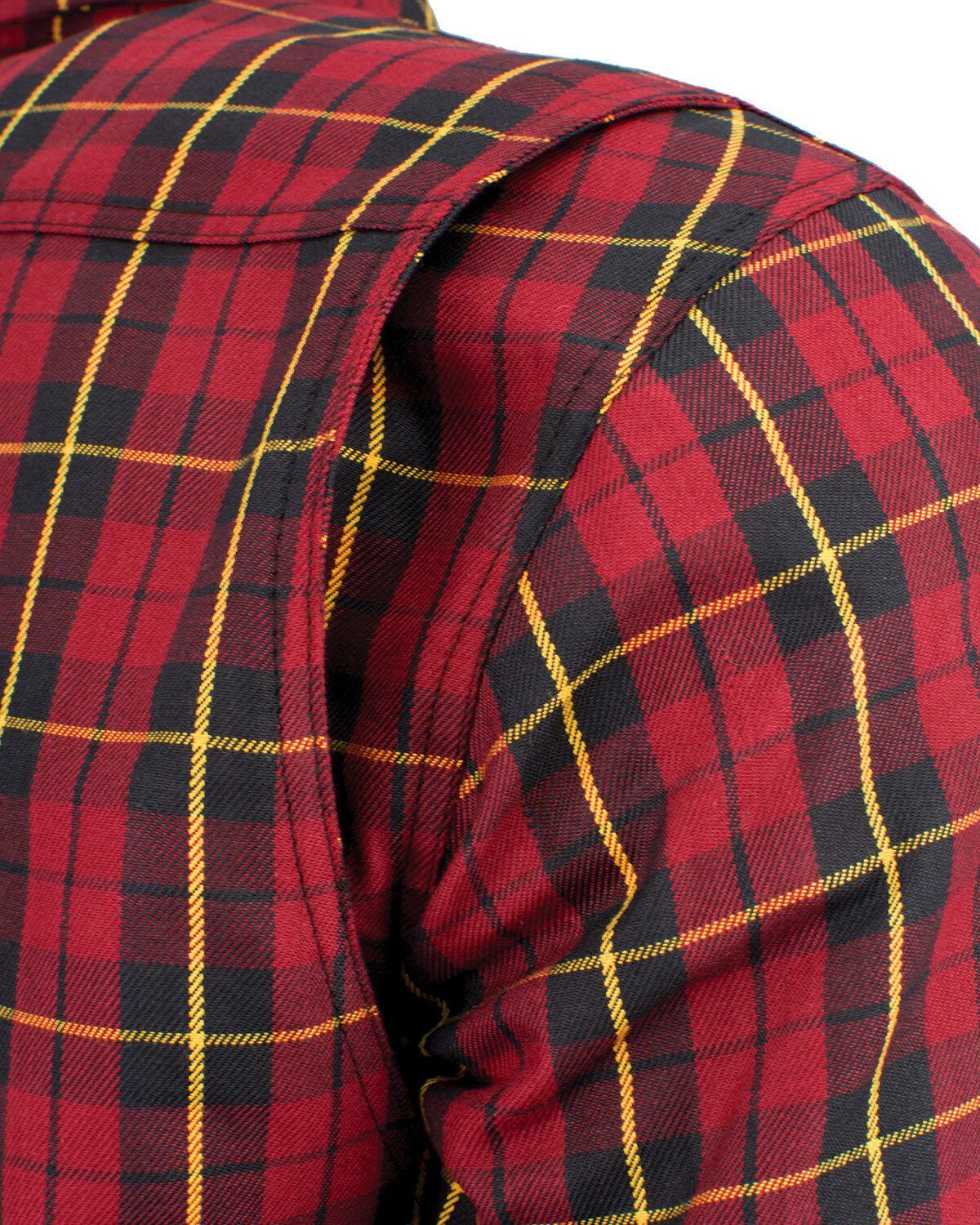 Image #5 - Milwaukee Performance Men's Aramid Reinforced Checkered Flannel Biker Shirt - Big & Tall, Black/red, hi-res