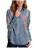 Image #1 - Stetson Women's Blue Denim Embroidered Long Sleeve Button Down Blouse Shirt, Blue, hi-res