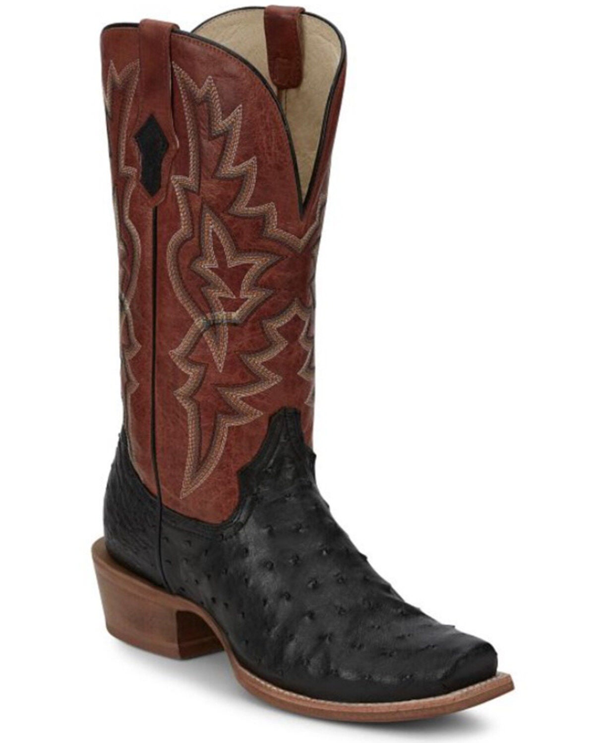 Tony Lama Men's Rylen Full Quill Ostrich Exotic Western Boots - Square Toe, Black, hi-res