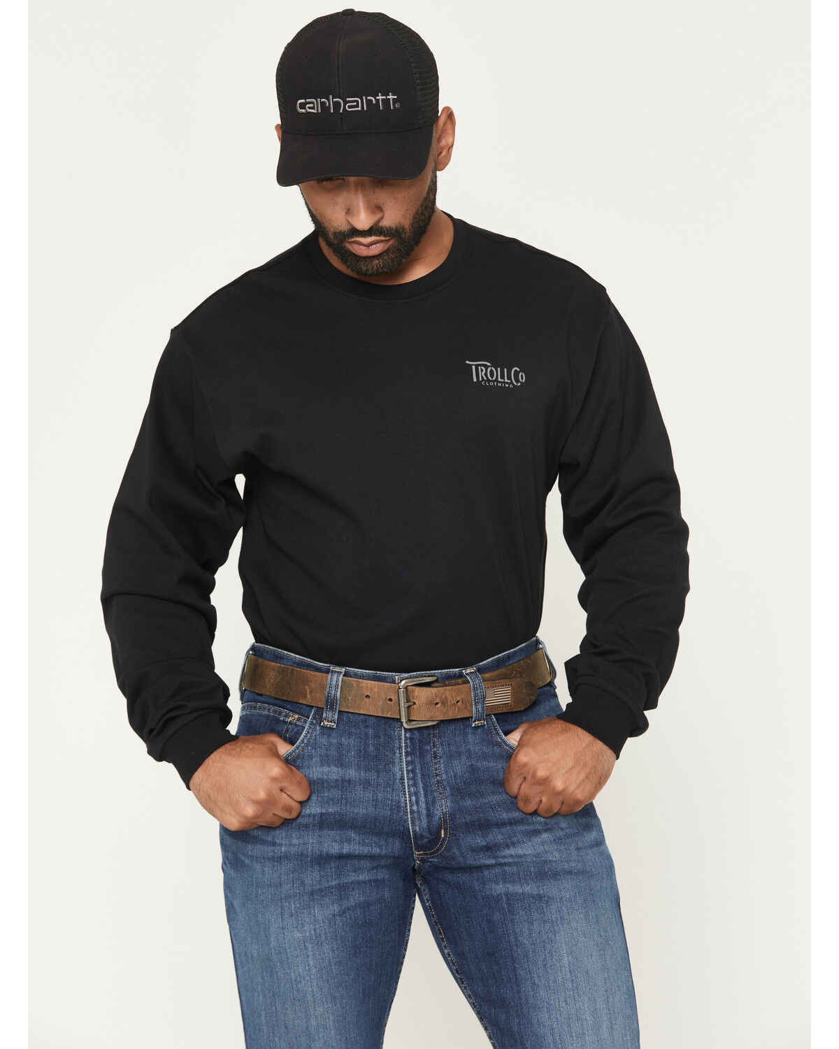 Image #2 - Troll Co Men's FR Headstrong Long Sleeve Graphic Work T-Shirt, Black, hi-res