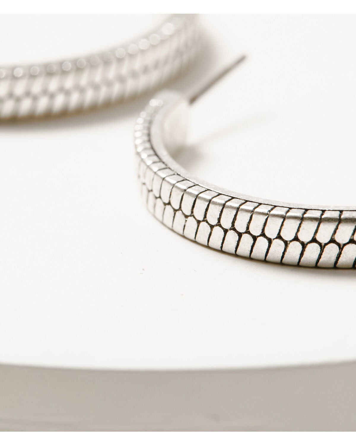 Image #2 - Lainey Wilson Women's Roped Hoop Earrings, Silver, hi-res