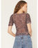 Image #4 - Trixxi Women's Floral Print Quarter Sleeve Mesh Top, Black, hi-res