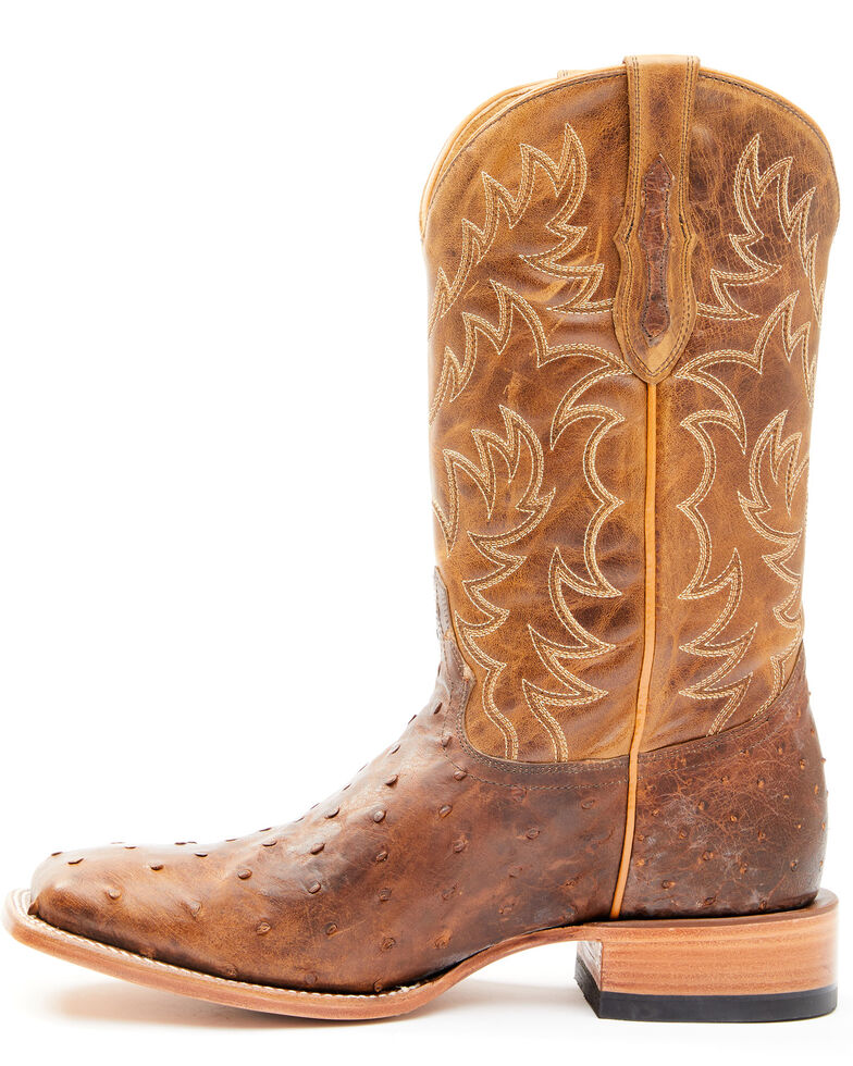 Cody James Men's Exotic Full-Quill Ostrich Skin Western Boots - Broad Square Toe, Brown, hi-res