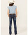 Image #3 - Shyanne Little Girls' Dark Wash Arrow Embroidered Stretch Bootcut Jeans, Blue, hi-res