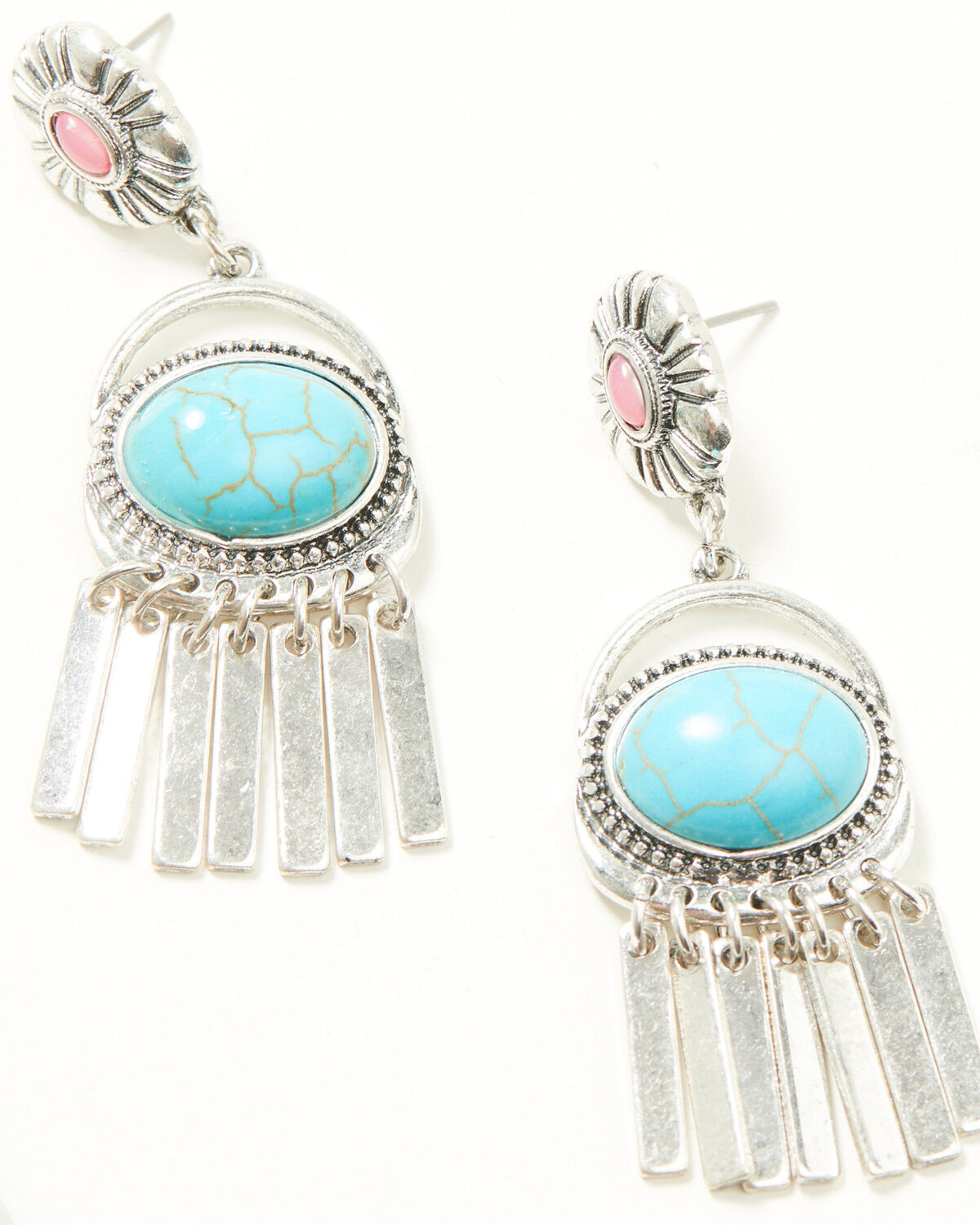 Image #1 - Shyanne Women's Concho Fringe Earrings, Silver, hi-res