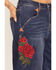 Image #2 - Rodeo Quincy X Boot Barn Women's Vintage Rose Dark Wash High Rise Wide Leg Stretch Denim Jeans, Dark Wash, hi-res