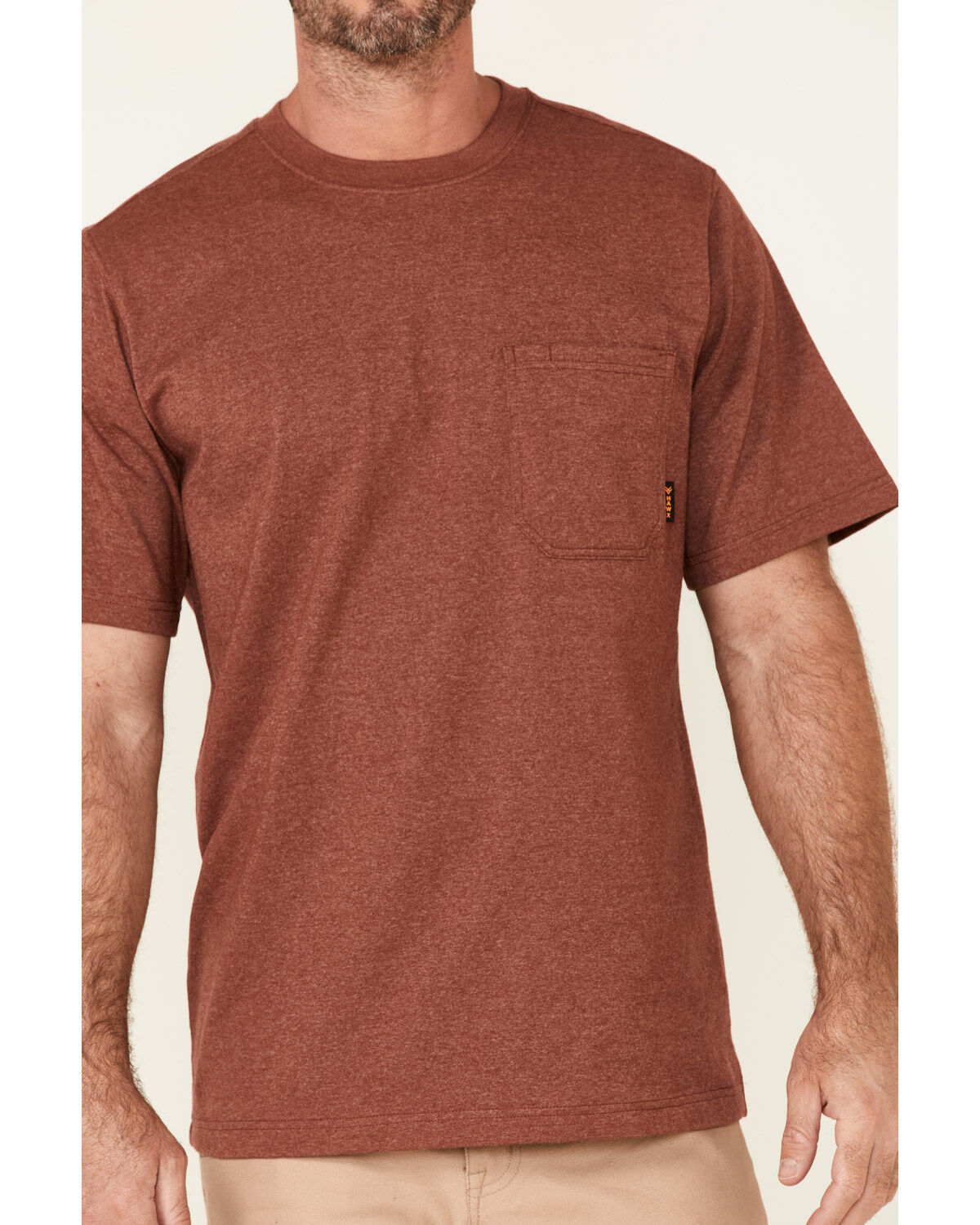 Image #3 - Hawx Men's Solid Red Forge Short Sleeve Work Pocket T-Shirt, Red, hi-res