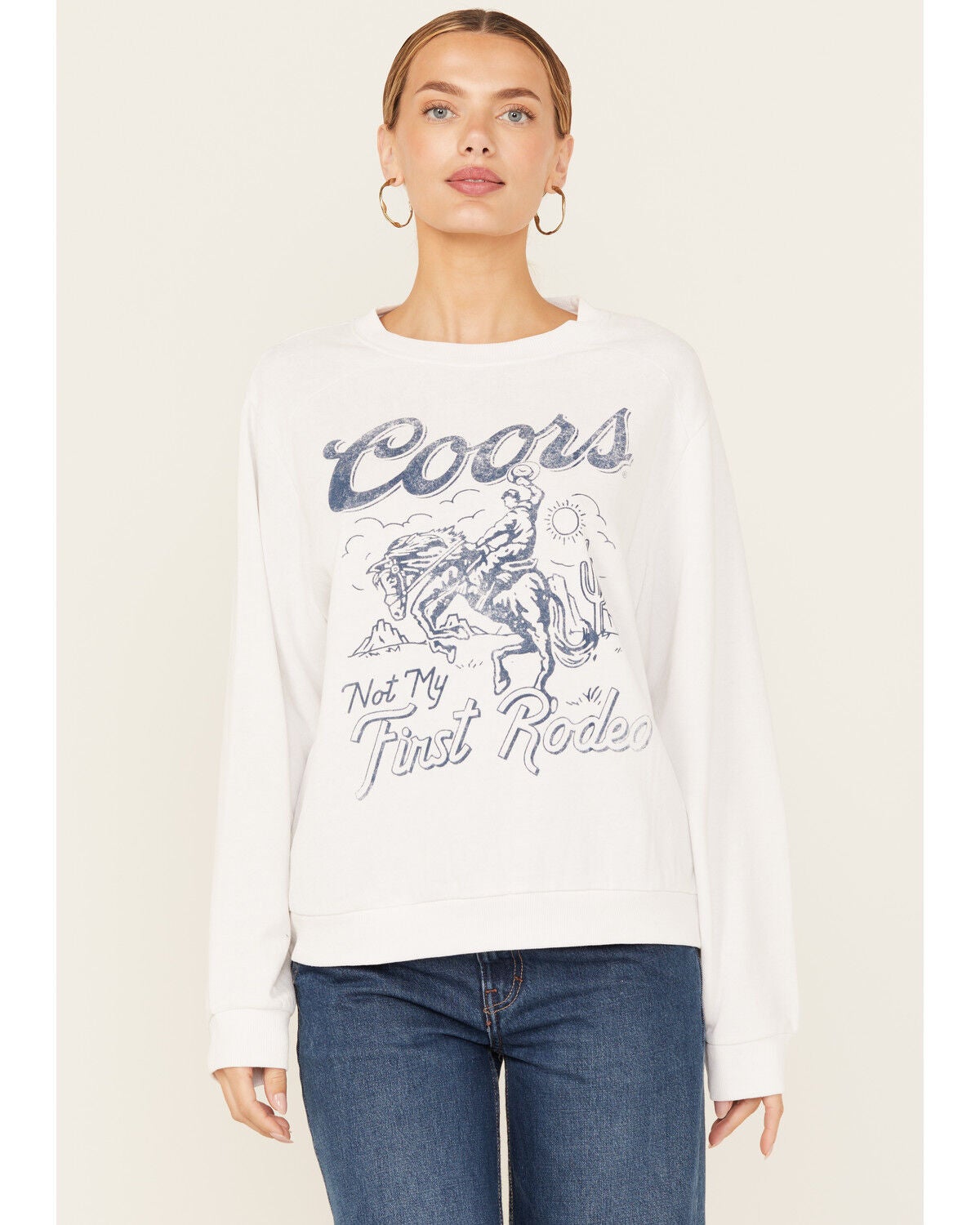 Coors Women's Rodeo Crewneck Sweatshirt, White, hi-res