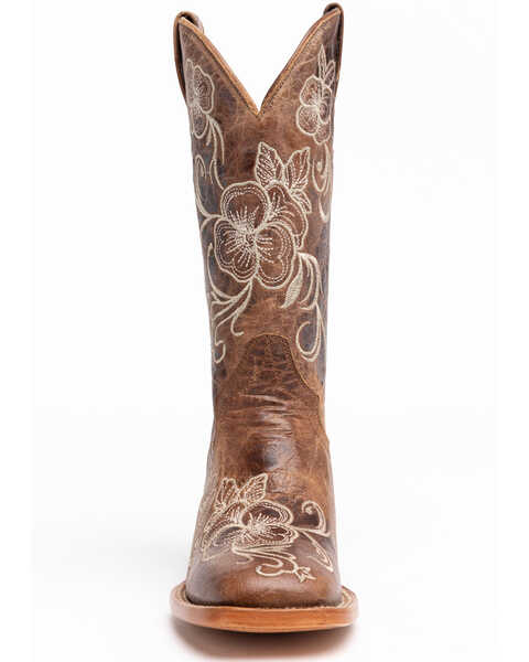 Image #4 - Shyanne Women's Lasy Floral Embroidered Western Boots - Broad Square Toe, Brown, hi-res
