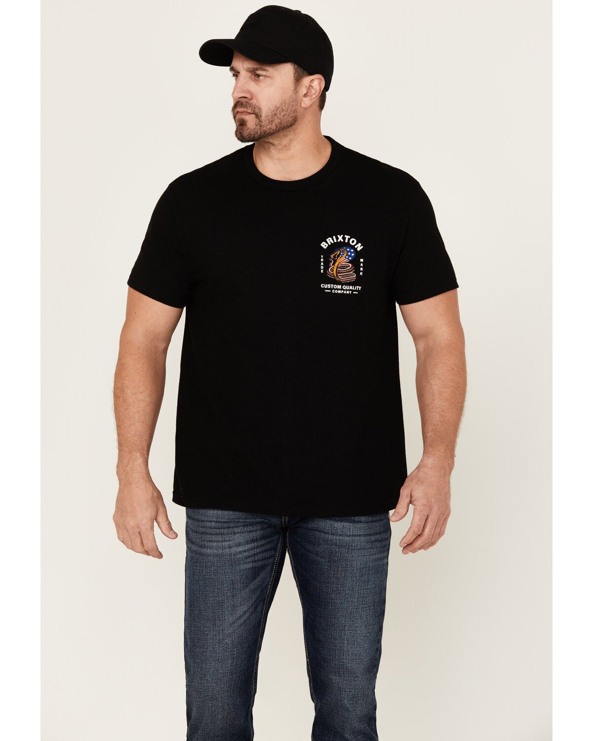 Brixton Men's Boot Barn Exclusive Americobra Short Sleeve Graphic T-Shirt, Black, hi-res