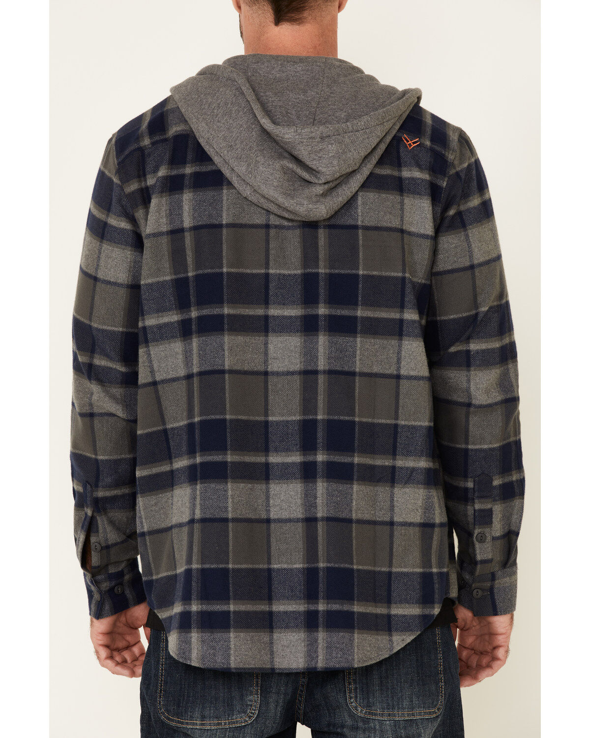 Image #4 - Hawx Men's Dark Gray Townsend Plaid Hooded Long Sleeve Flannel Work Shirt, , hi-res