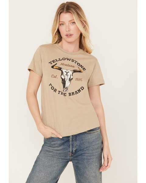 Image #1 - Changes Women's Yellowstone Dutton Ranch Short Sleeve Graphic Tee, Ivory, hi-res