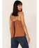 Image #4 - Cleo + Wolf Women's Plaid Print Flannel Tank Top, Cognac, hi-res