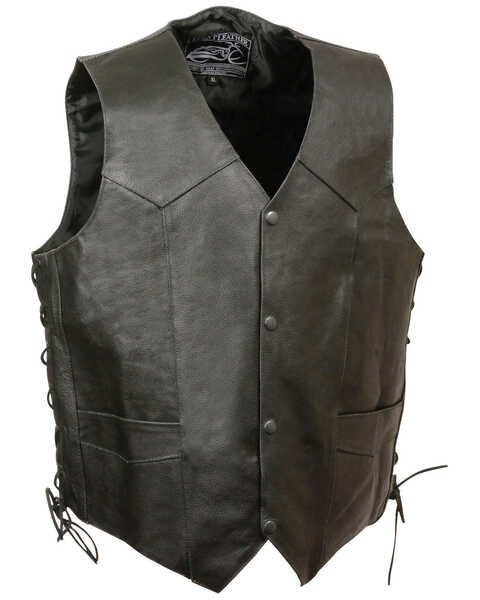 Milwaukee Leather Men's Side Lace Skull & Wings Vest - 5X, , hi-res