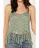 Image #3 - Rock & Roll Denim Women's Crochet Fringe Tank, Aqua, hi-res
