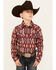 Image #1 - Cody James Boys' Sioux Falls Southwestern Print Long Sleeve Snap Western Shirt , Red, hi-res