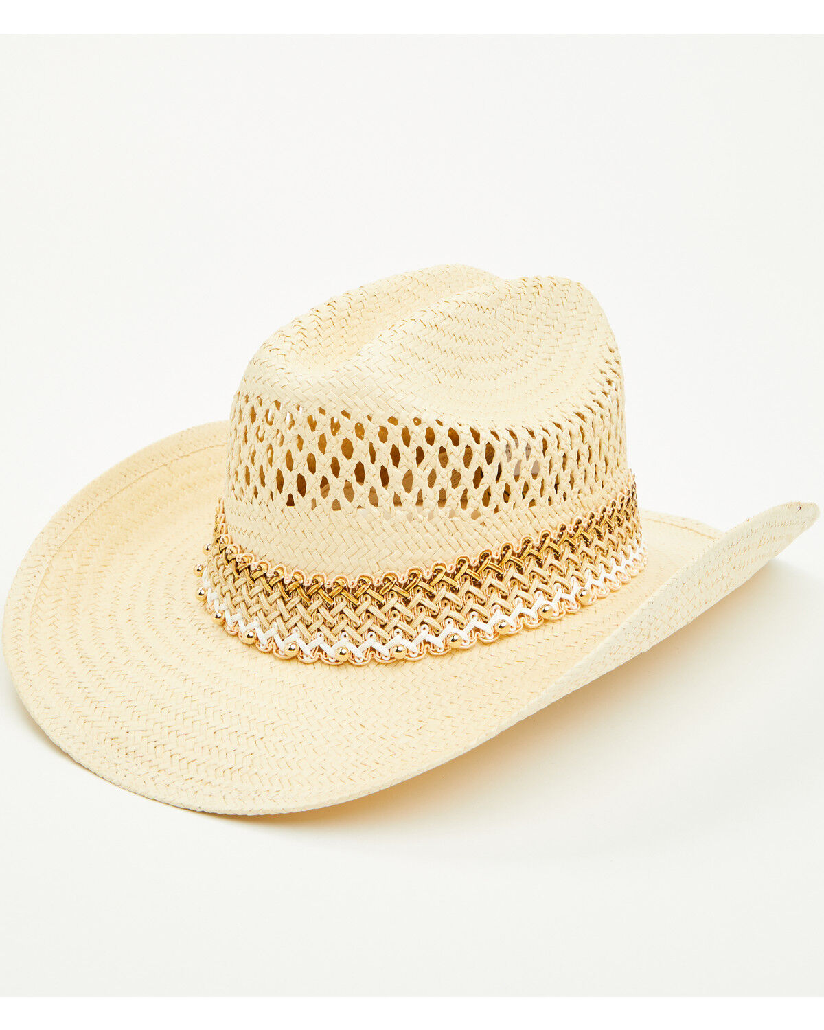 Image #1 - Shyanne Women's Beaded Straw Cowboy Hat, Natural, hi-res