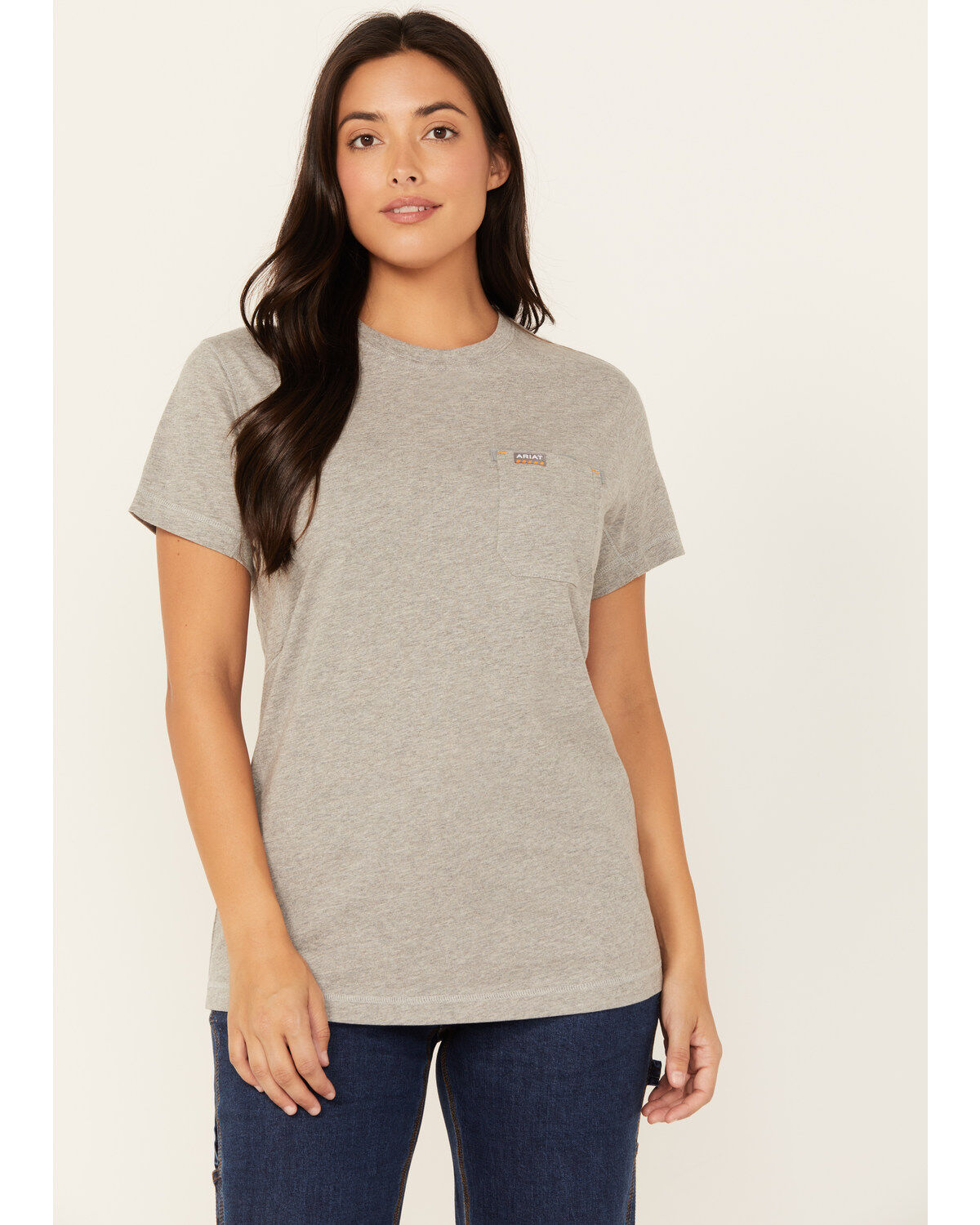 Image #2 - Ariat Women's Rebar Workman True Grit Short Sleeve Work T-Shirt, Heather Grey, hi-res