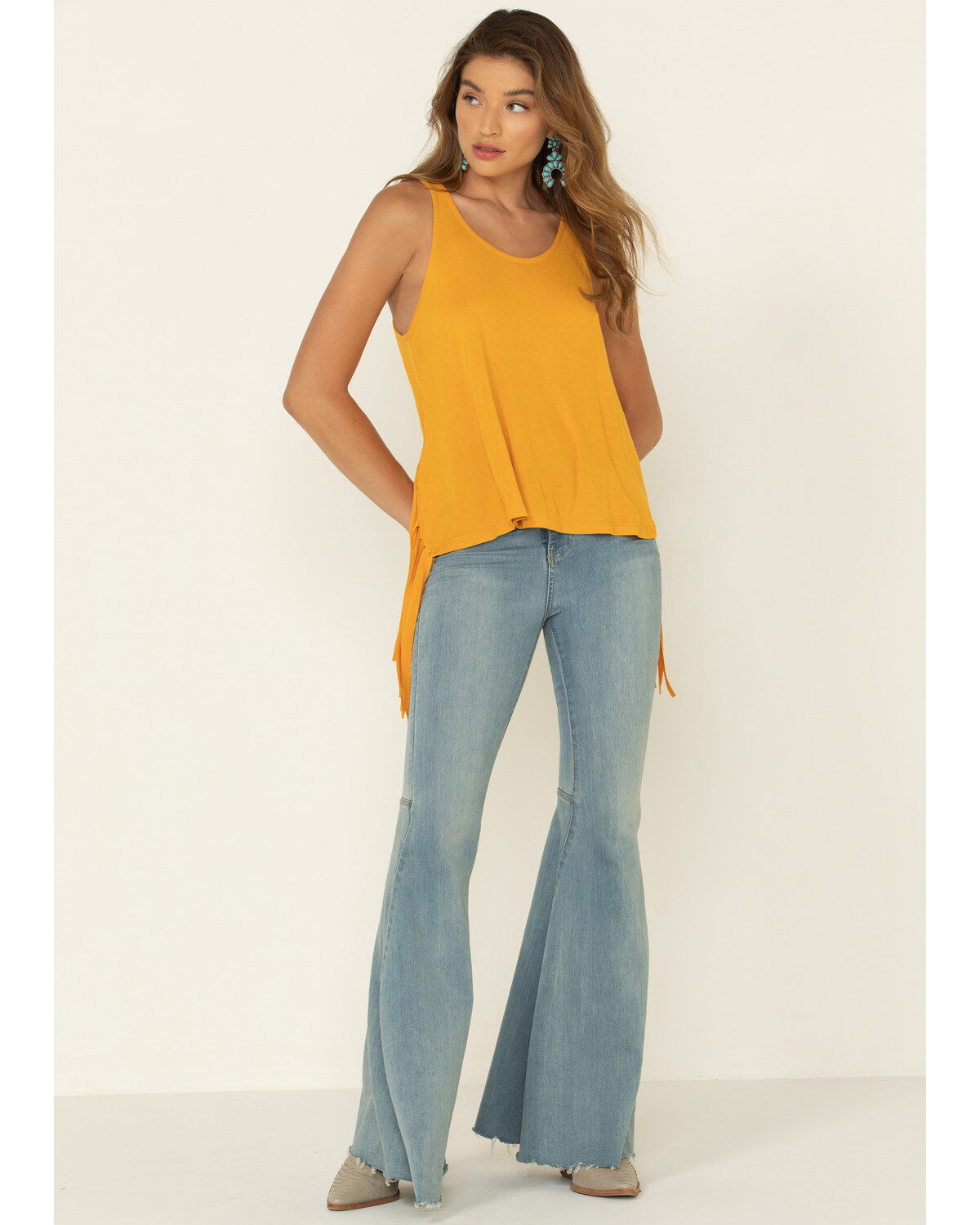 Image #2 - Shyanne Women's Netted Back Fringe Sleeveless Tank, , hi-res
