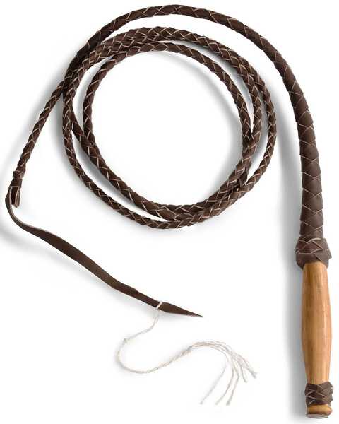 Image #1 - Braided Leather Bullwhip, Brown, hi-res