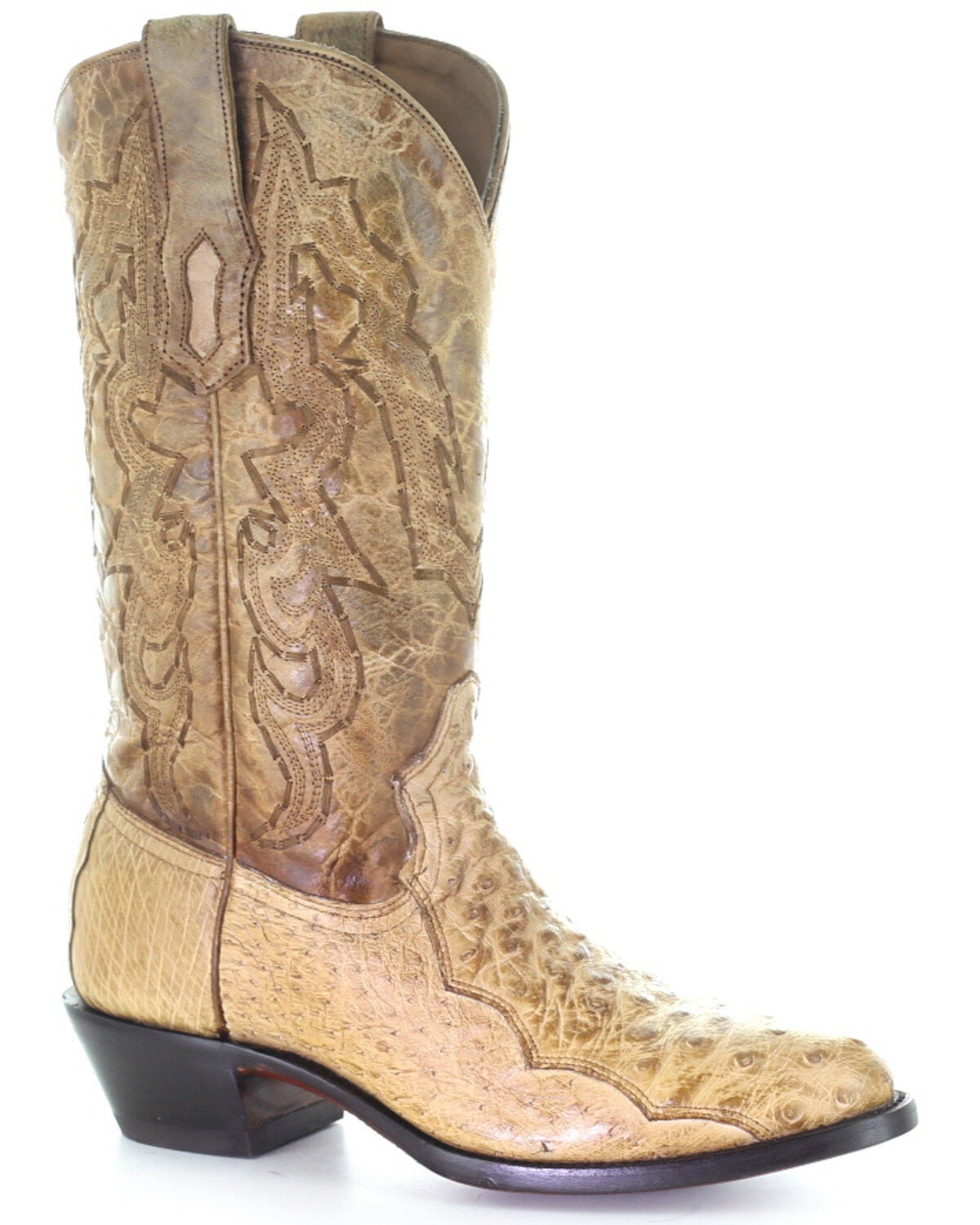 Corral Men's Ostrich Embroidery Western Boots - Round Toe, Ivory, hi-res
