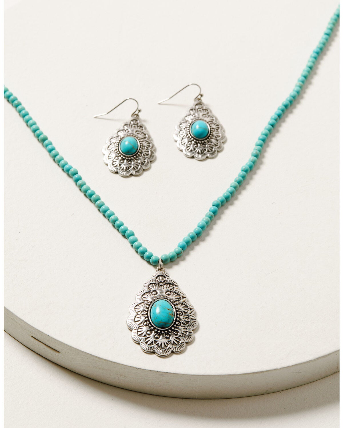 Shyanne Women's Turquoise Beaded Teardrop Jewelry Set - 2 Piece, Silver, hi-res