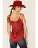 Image #4 - Shyanne Women's Bosh Red Faux Suede Latter Trim Cami, , hi-res