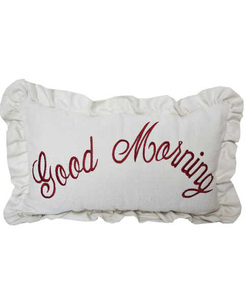 Image #1 -  HiEnd Accents Good Morning Embroidered Pillow, White, hi-res