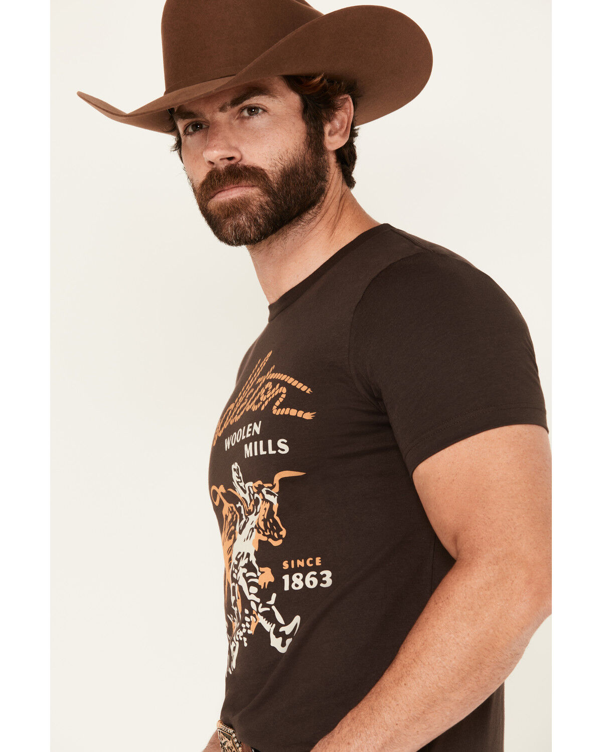 Image #2 - Pendleton Men's Boot Barn Exclusive Steer Rodeo Short Sleeve Graphic T-Shirt, Brown, hi-res