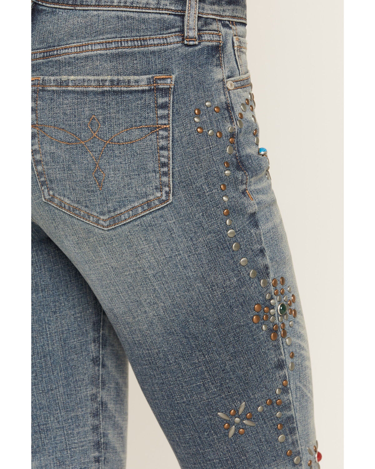 Image #4 - Shyanne Women's Medium Wash Luna High Rise Spirit Flare Stretch Denim Jeans, Medium Wash, hi-res