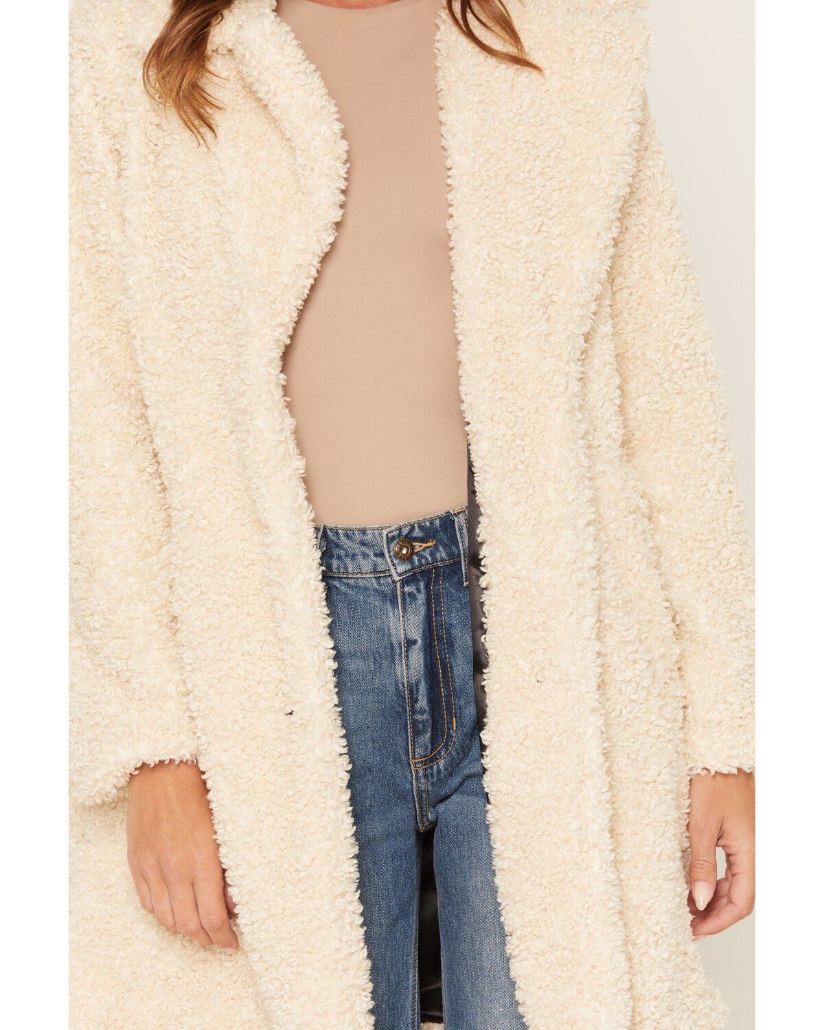 Image #3 - Becca Women's Sherpa Button Up Coat, Ivory, hi-res